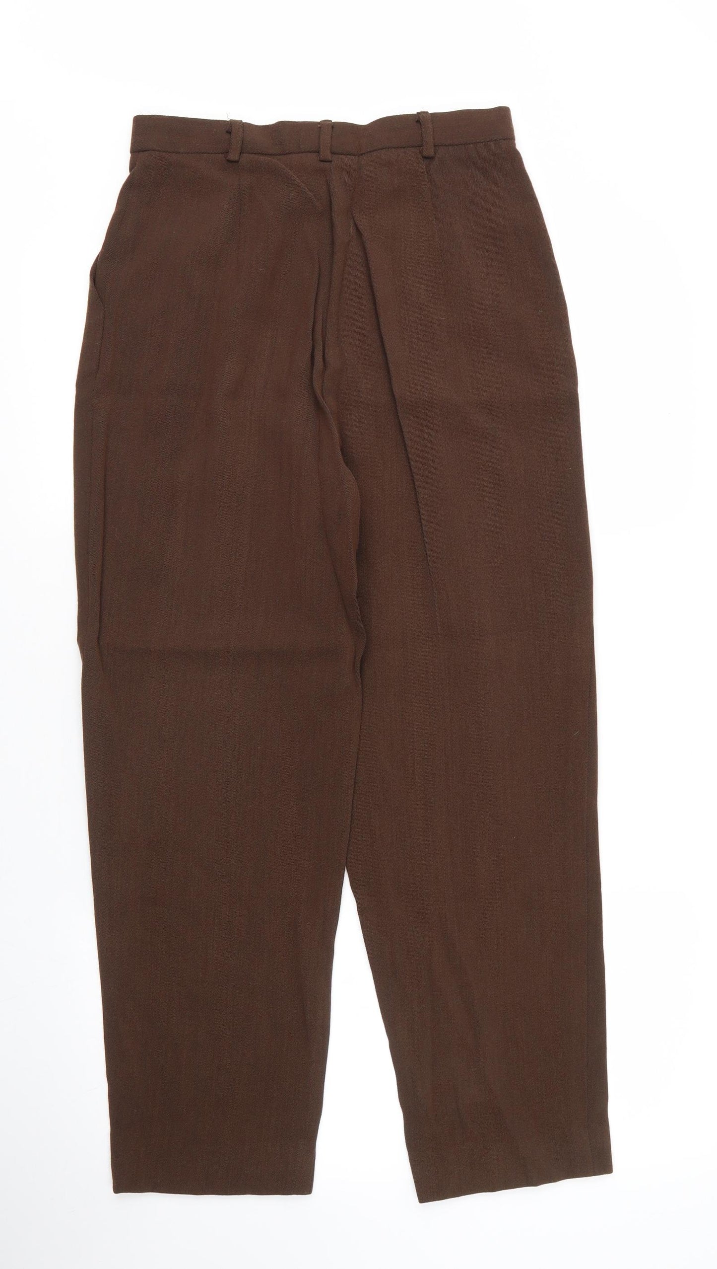 Viyella Womens Brown  Wool Capri Trousers Size 10 L27 in Regular Zip