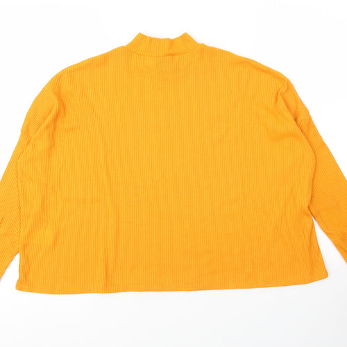 H&M Womens Yellow  Polyester Basic Blouse Size S Mock Neck