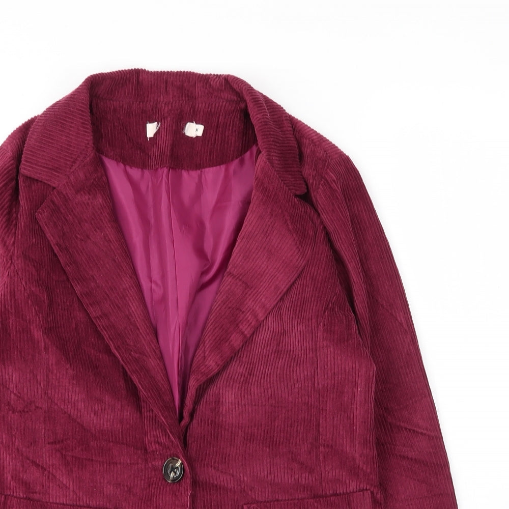 Preworn Womens Purple Spotted Cotton Jacket Blazer Size M