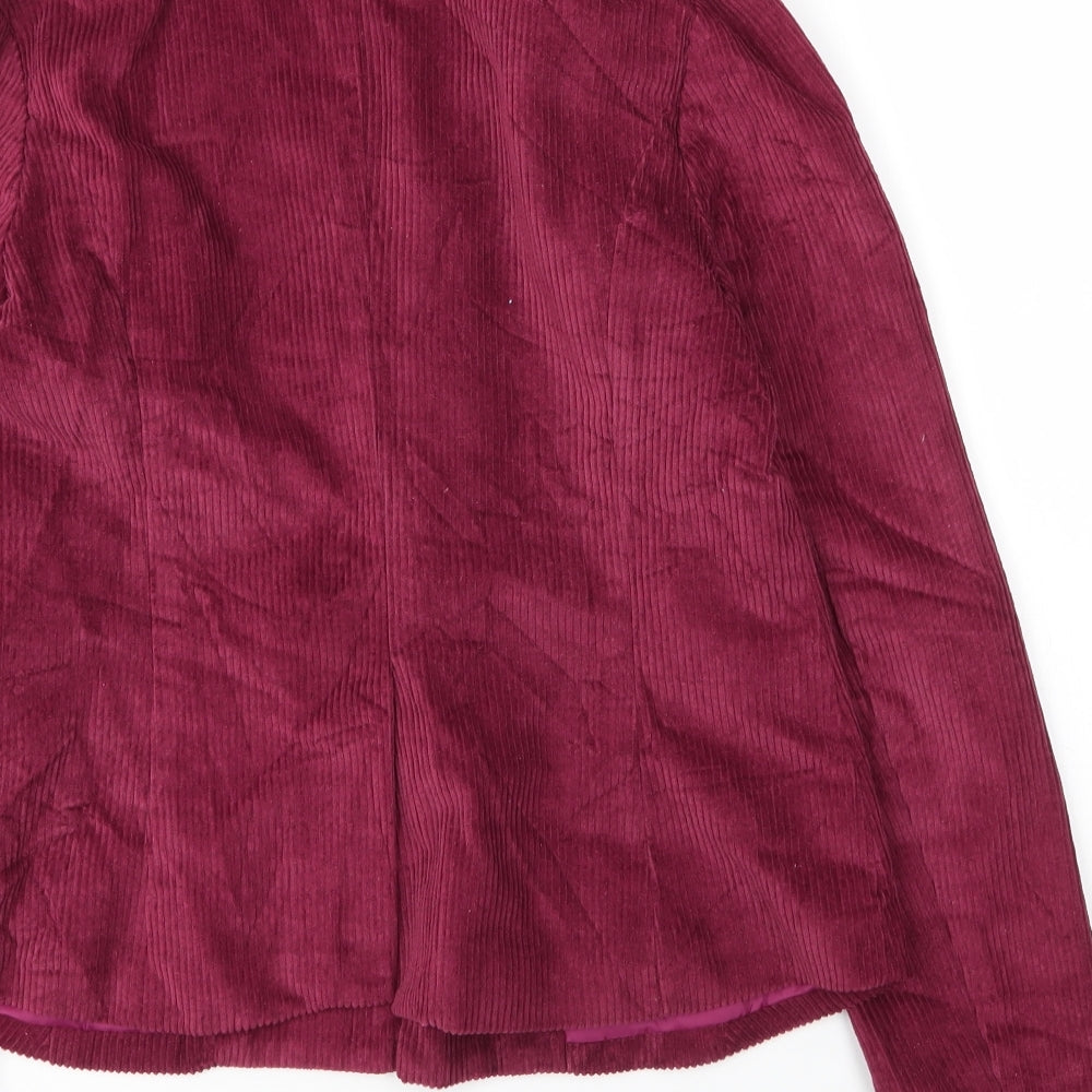 Preworn Womens Purple Spotted Cotton Jacket Blazer Size M