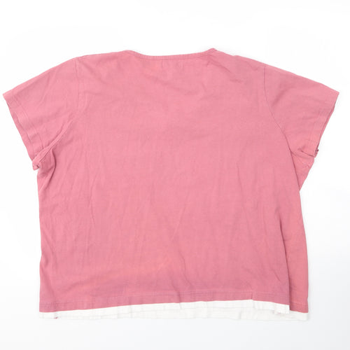 Classics Womens Pink  Cotton Basic Blouse Size 24 V-Neck