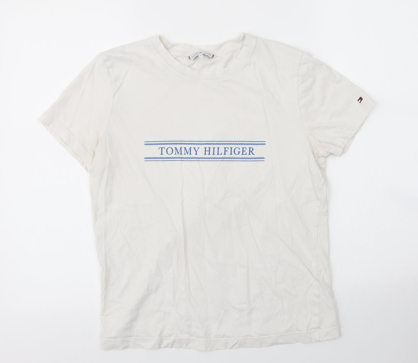 Tommy Hilfiger Womens White  Cotton Basic T-Shirt Size M Round Neck