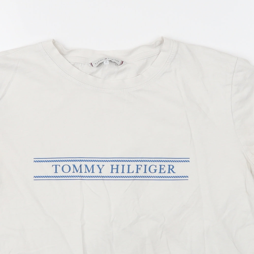 Tommy Hilfiger Womens White  Cotton Basic T-Shirt Size M Round Neck