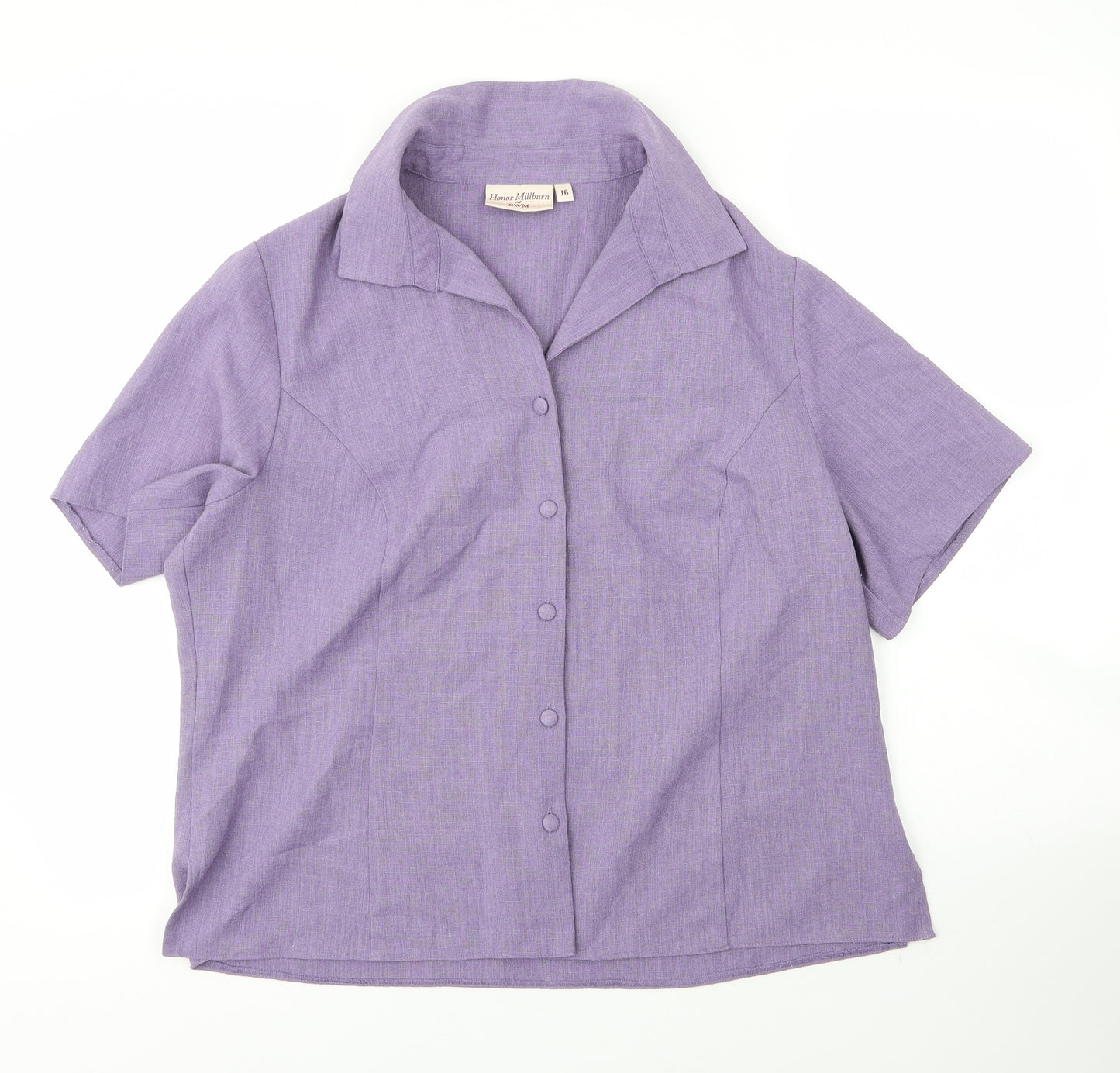 EWM Womens Purple  Polyester Basic Blouse Size 16 Collared