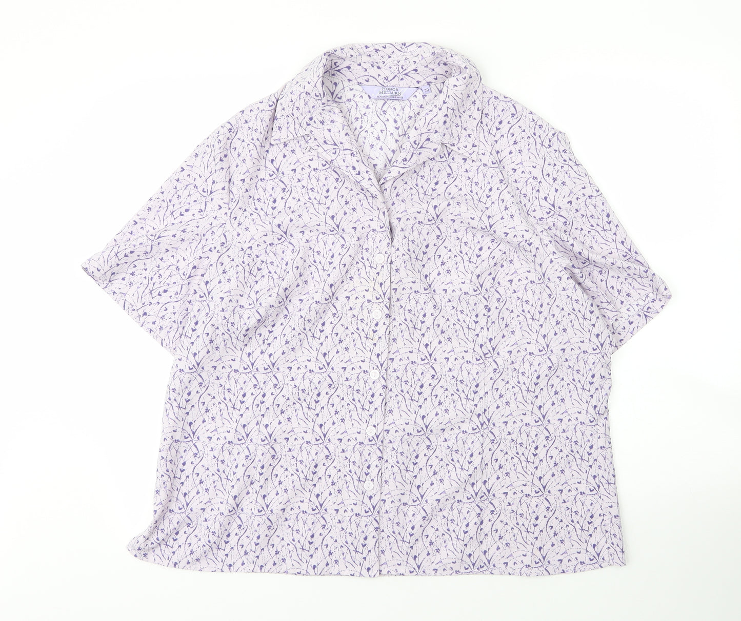 EWM Womens Purple Floral Polyester Basic Blouse Size 20 Collared