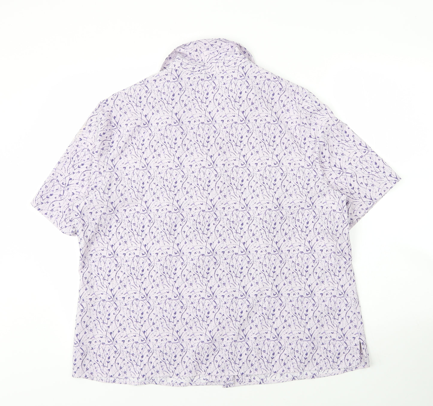 EWM Womens Purple Floral Polyester Basic Blouse Size 20 Collared