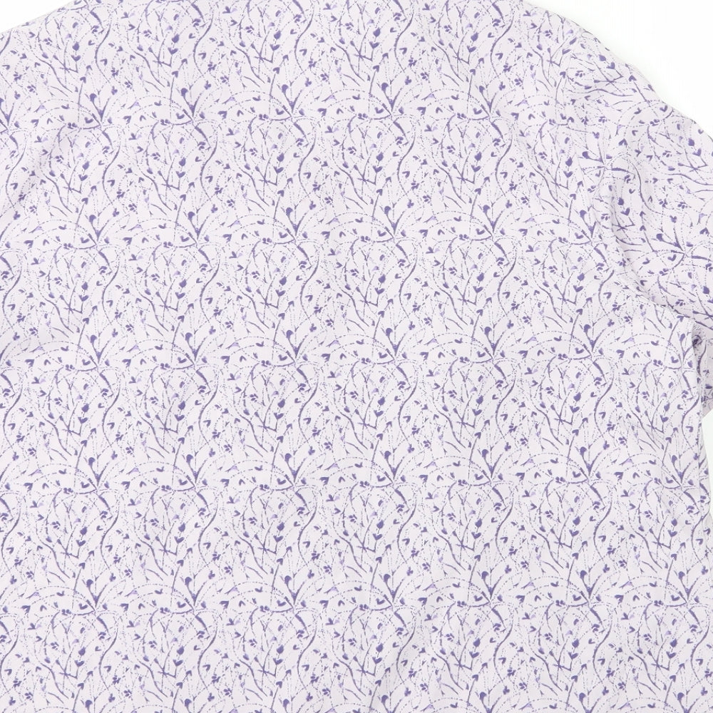 EWM Womens Purple Floral Polyester Basic Blouse Size 20 Collared