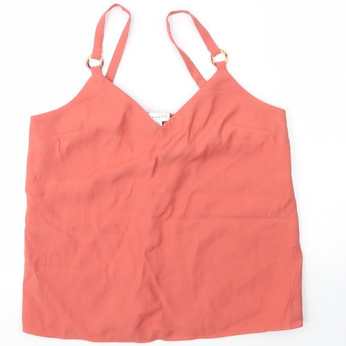 Topshop Womens Orange  Viscose Camisole Blouse Size 8 V-Neck