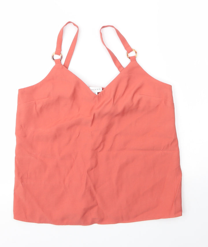 Topshop Womens Orange  Viscose Camisole Blouse Size 8 V-Neck
