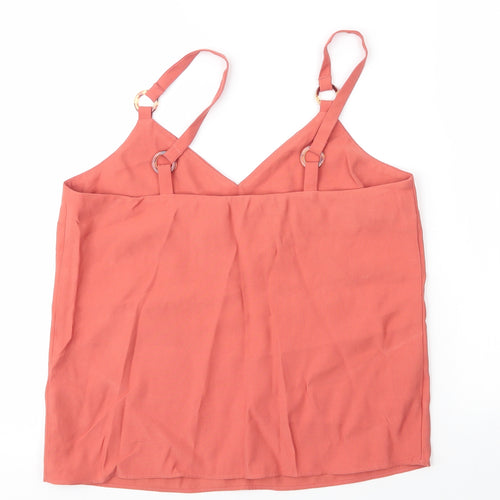 Topshop Womens Orange  Viscose Camisole Blouse Size 8 V-Neck