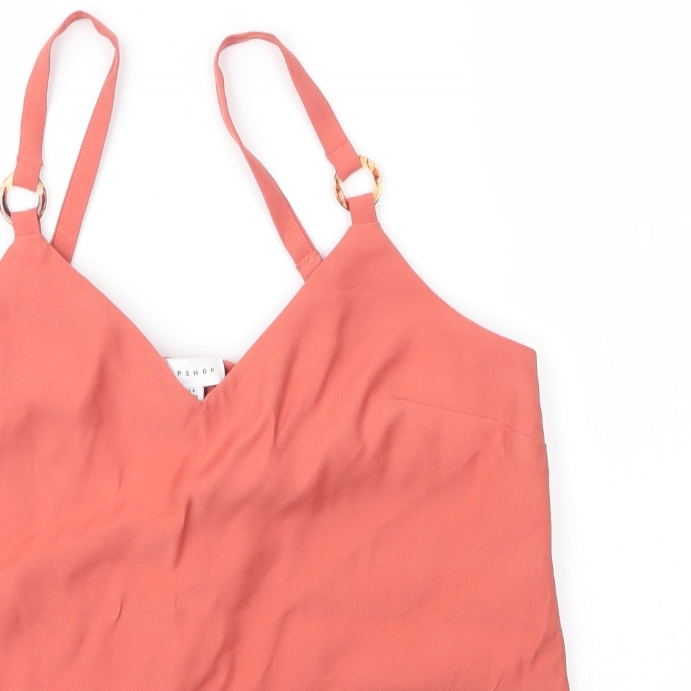 Topshop Womens Orange  Viscose Camisole Blouse Size 8 V-Neck