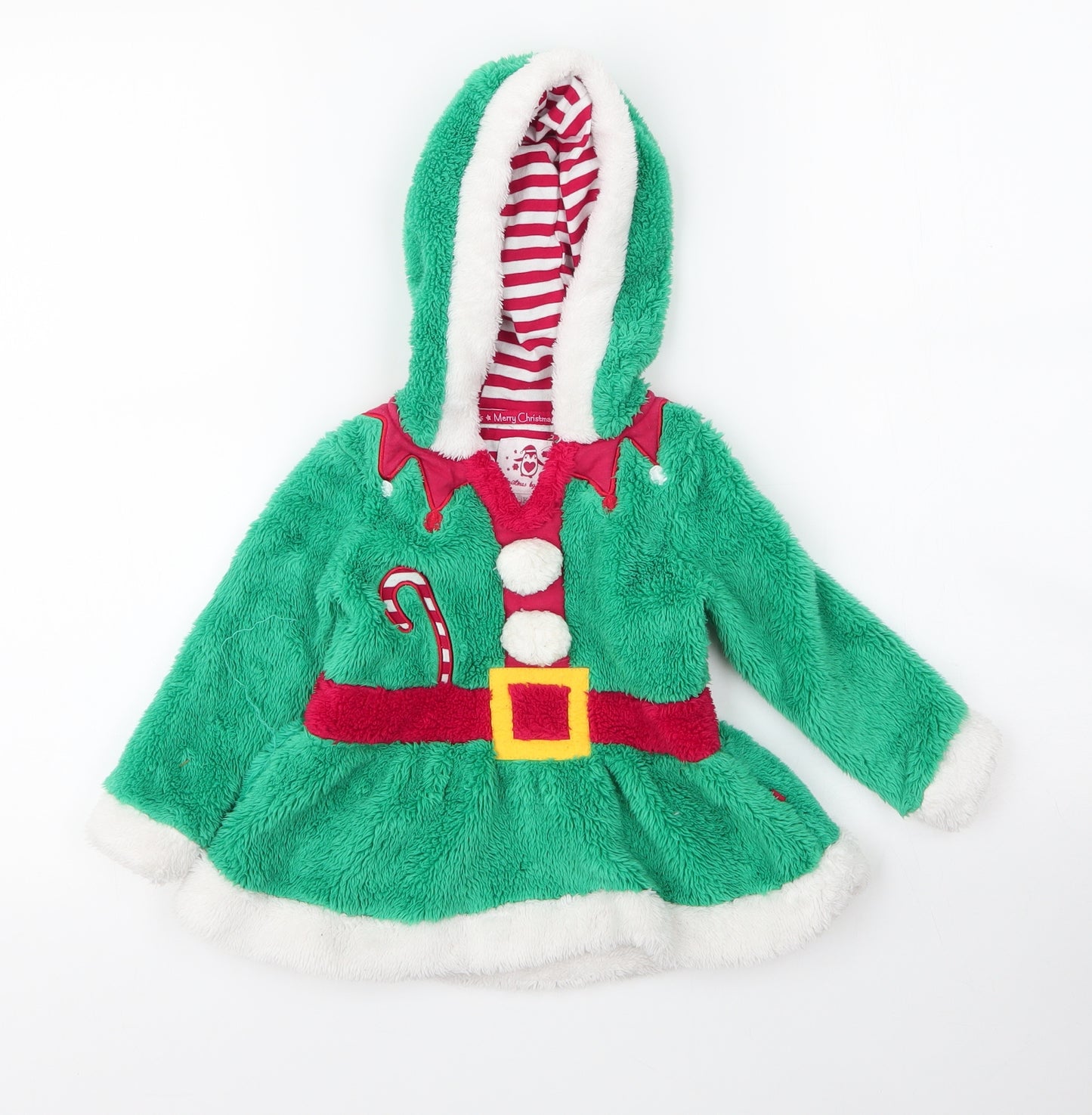 F&F Girls Green  Polyester A-Line  Size 18 Months  High Neck  - Christmas