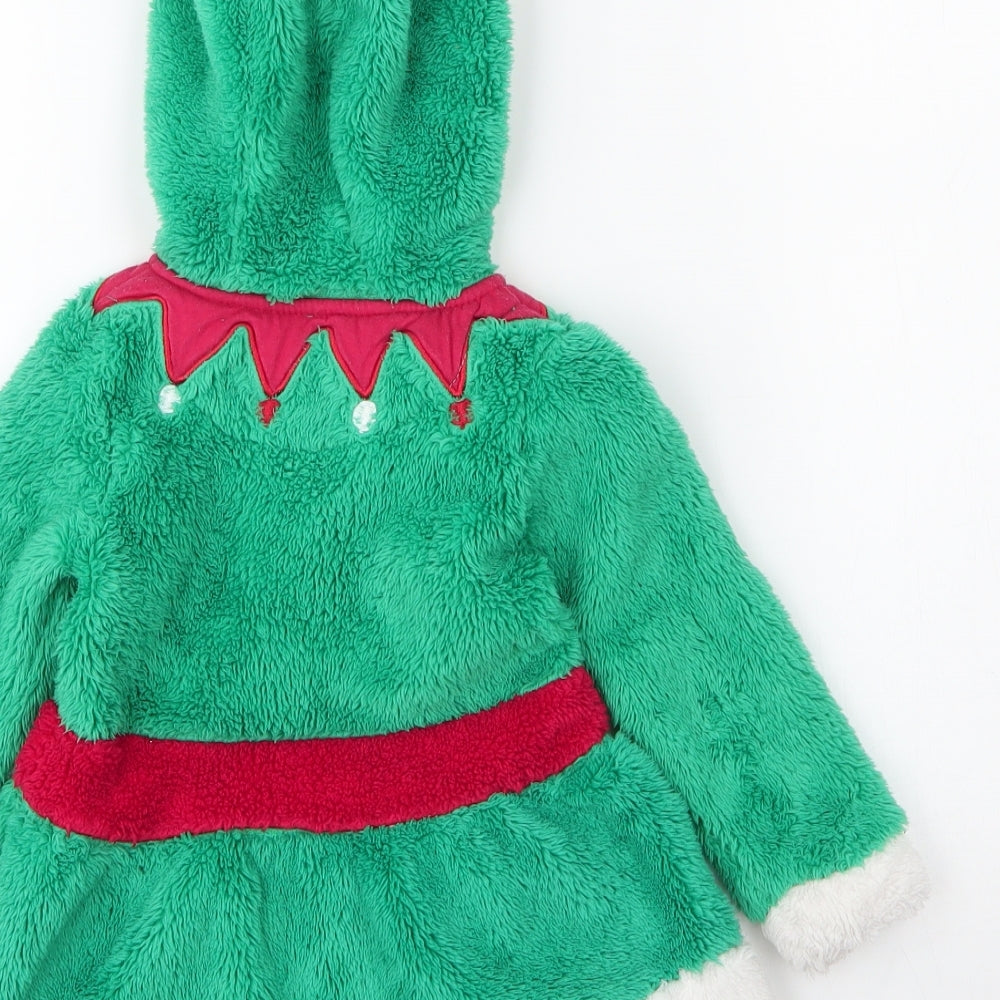 F&F Girls Green  Polyester A-Line  Size 18 Months  High Neck  - Christmas