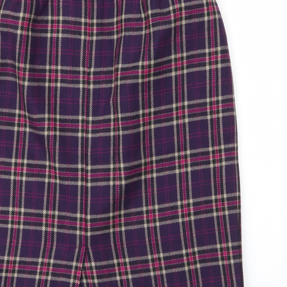 Alexon Womens Purple Plaid Wool Straight & Pencil Skirt Size 10   Zip