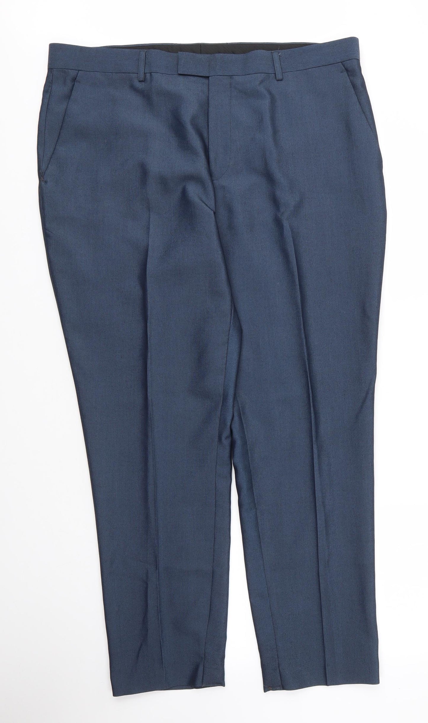 Greenwoods Mens Blue  Viscose Trousers  Size 39 in L29 in Regular Zip
