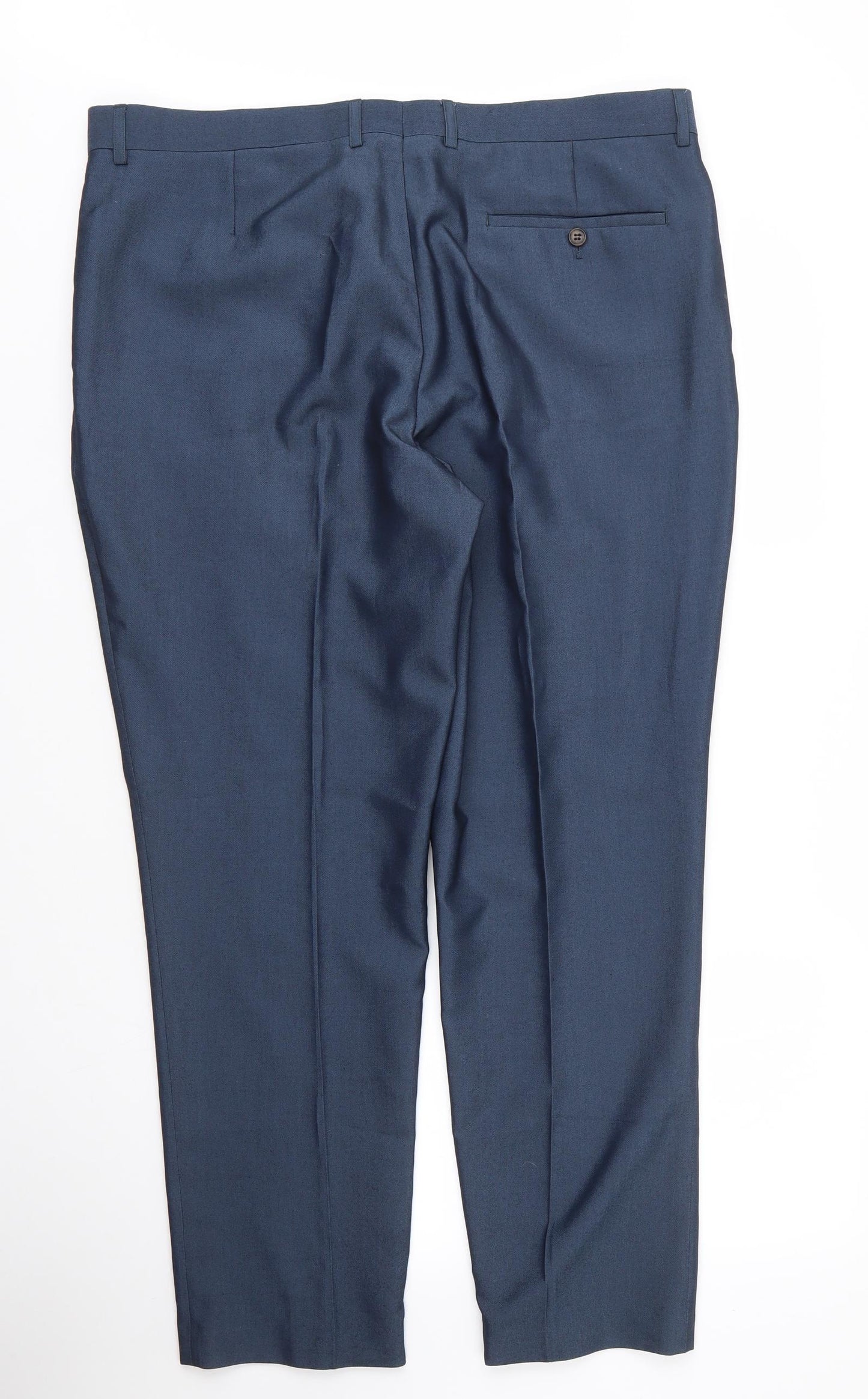 Greenwoods Mens Blue  Viscose Trousers  Size 39 in L29 in Regular Zip