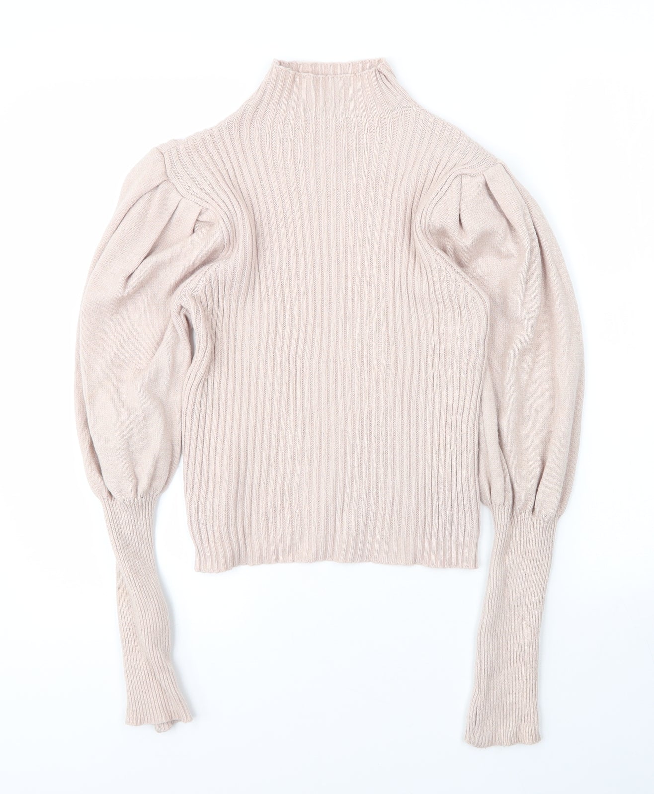 Preworn Womens Beige Mock Neck  Viscose Pullover Jumper Size S