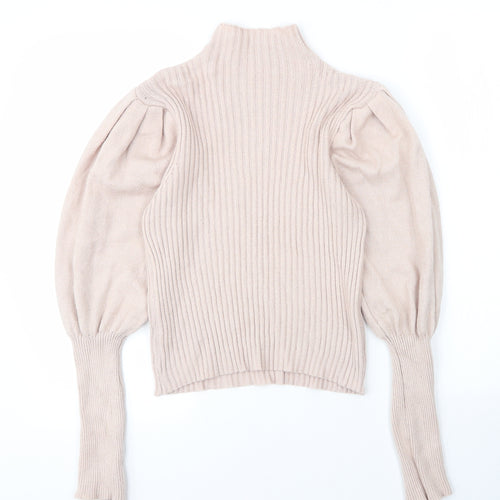 Preworn Womens Beige Mock Neck  Viscose Pullover Jumper Size S