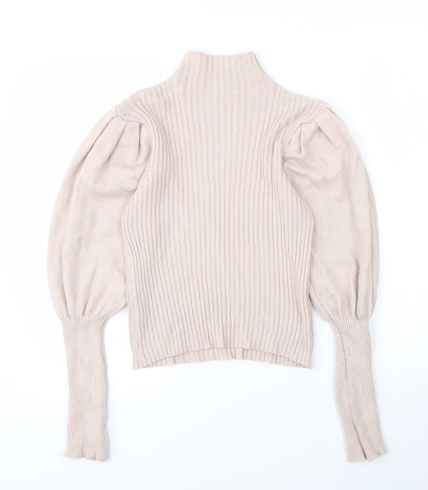 Preworn Womens Beige Mock Neck  Viscose Pullover Jumper Size S