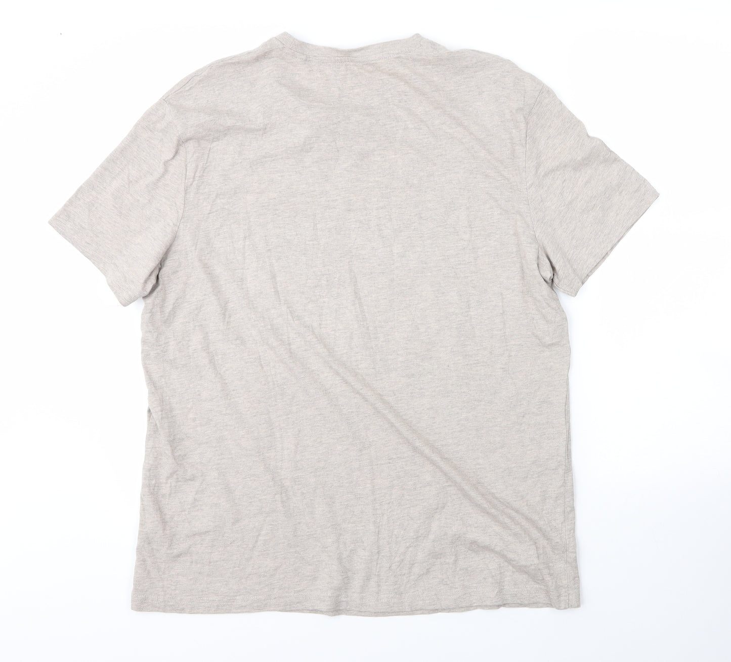 TU Mens Beige  Cotton  T-Shirt Size L Round Neck