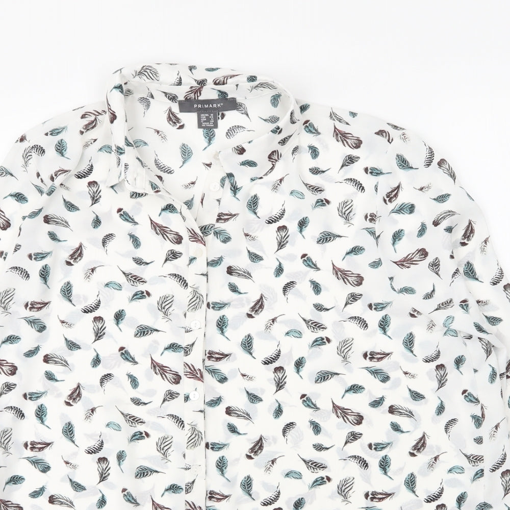 Primark Womens White  Polyester Basic Blouse Size 16 Collared - Feather