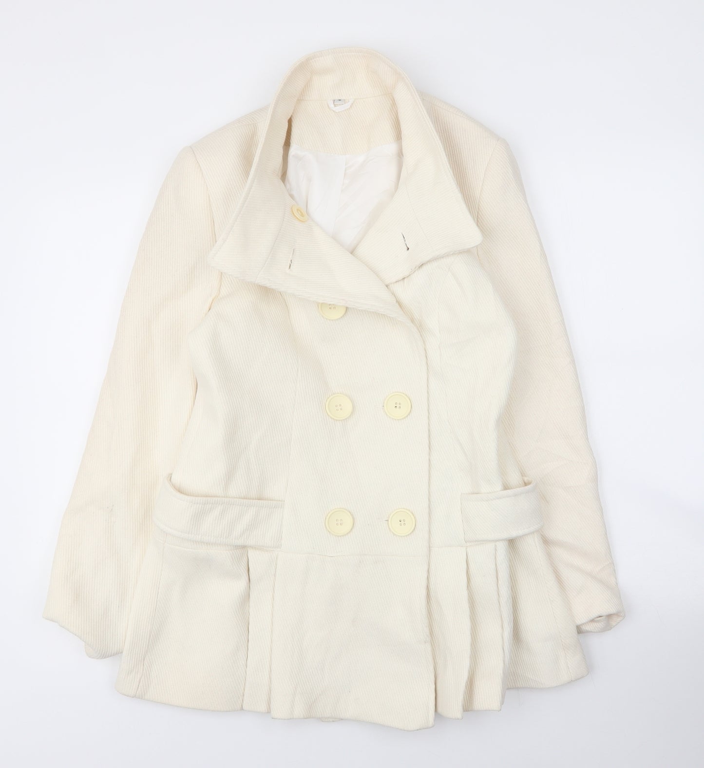 Preworn Womens Ivory   Pea Coat Coat Size 12  Button