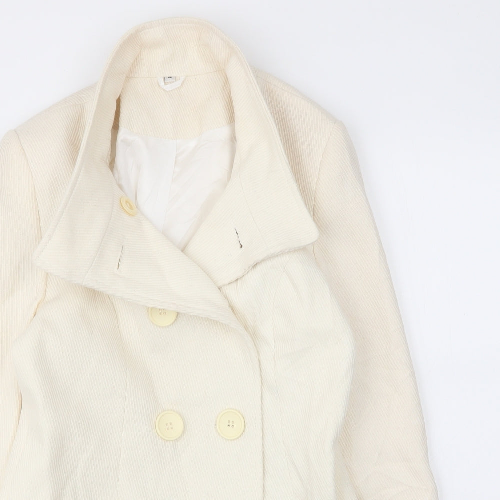 Preworn Womens Ivory   Pea Coat Coat Size 12  Button