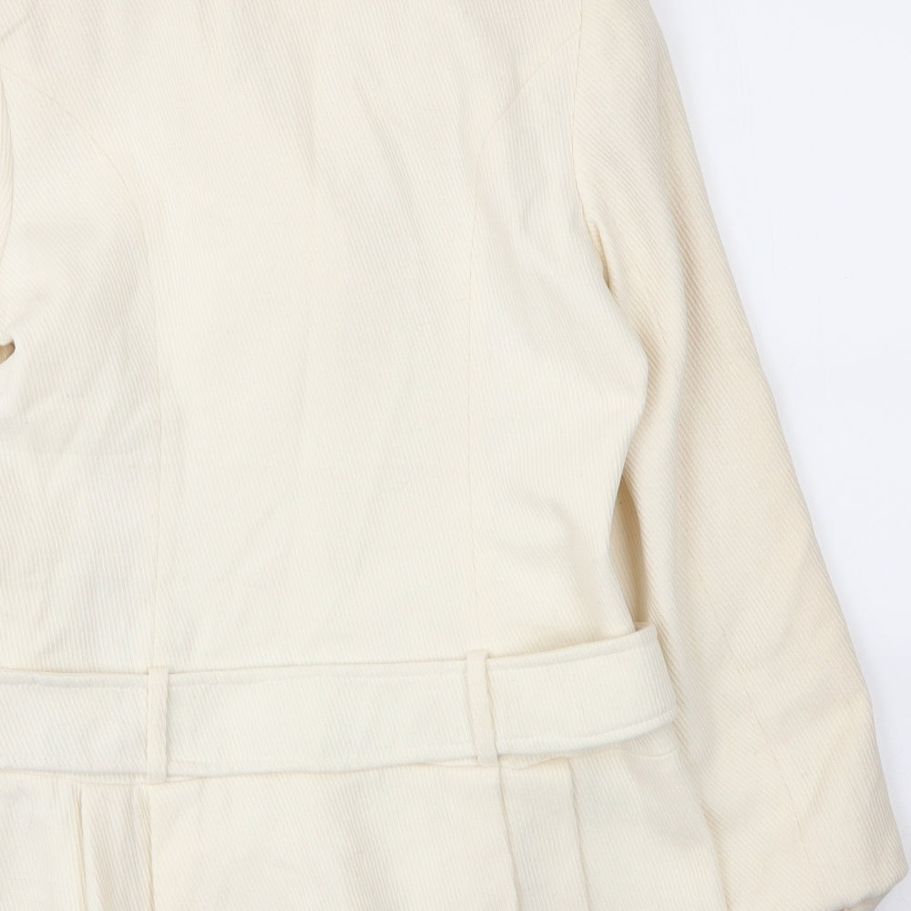 Preworn Womens Ivory   Pea Coat Coat Size 12  Button