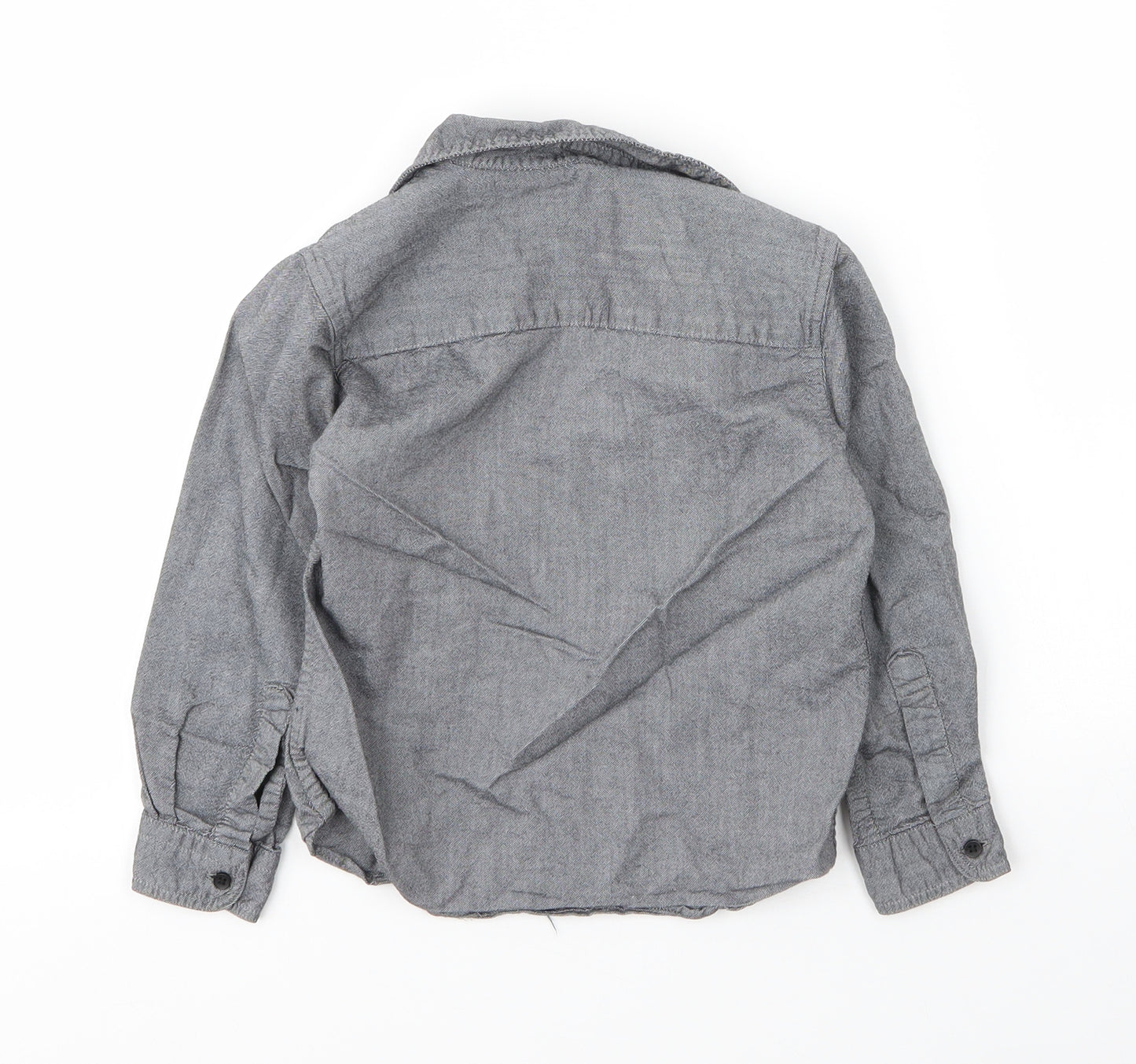 Primark Boys Grey  Cotton Basic Button-Up Size 4 Years Collared Button