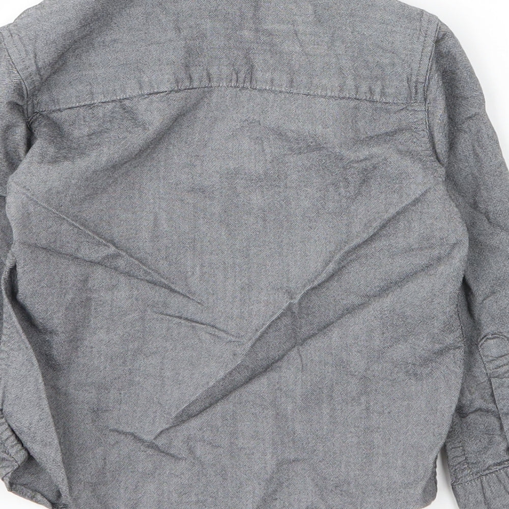 Primark Boys Grey  Cotton Basic Button-Up Size 4 Years Collared Button
