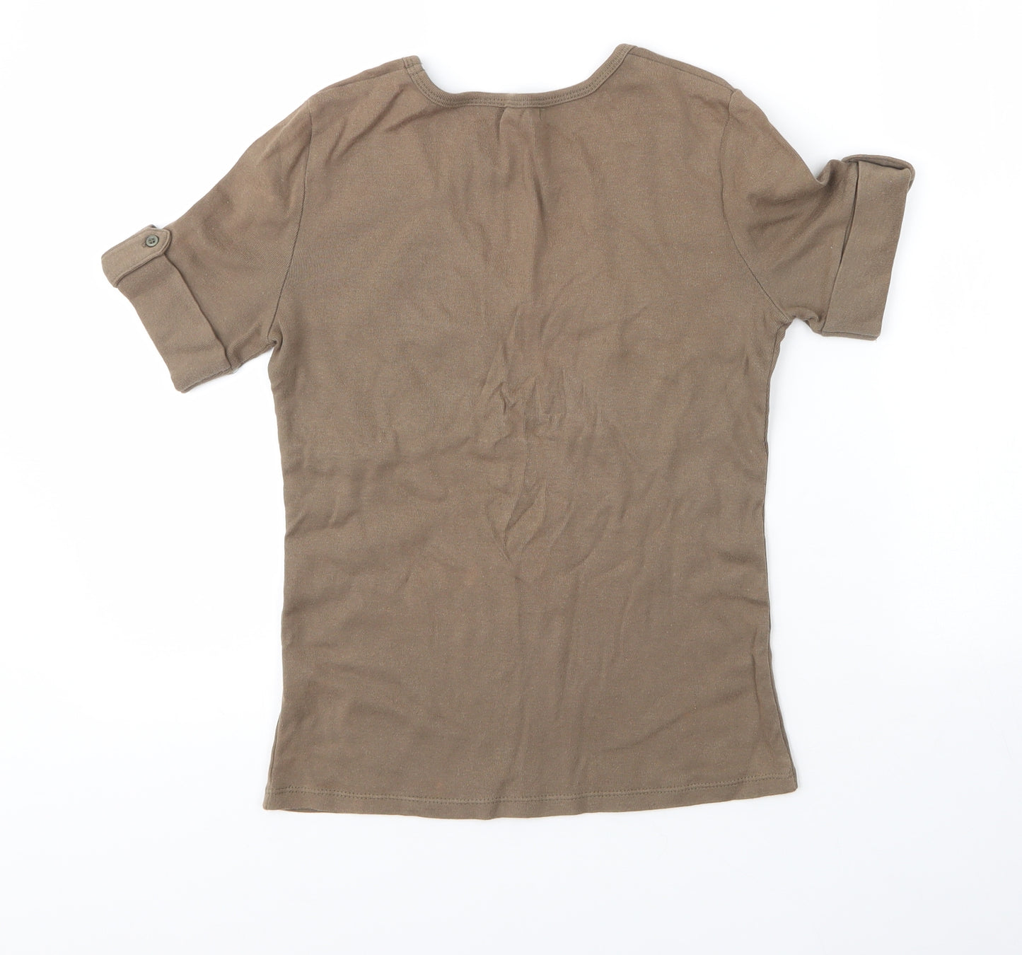 Laredoute Womens Green  Cotton Basic T-Shirt Size 6 V-Neck