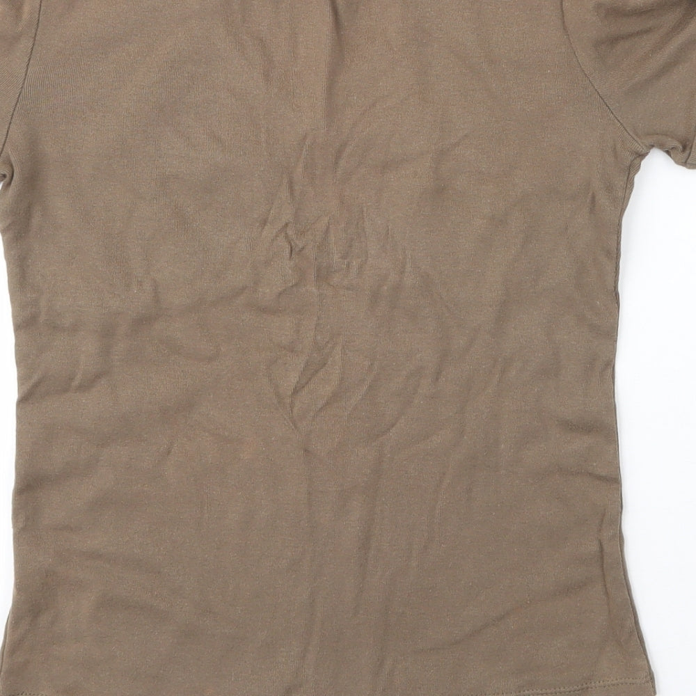 Laredoute Womens Green  Cotton Basic T-Shirt Size 6 V-Neck