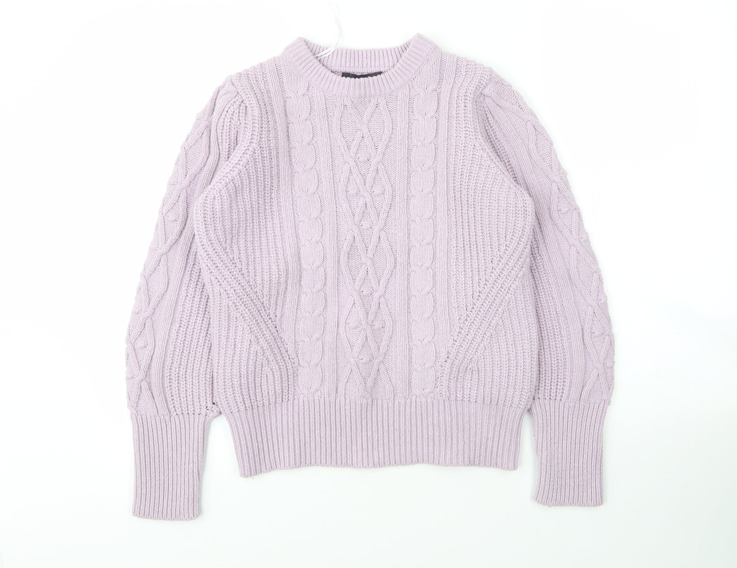 M&S Womens Purple Round Neck  Nylon Pullover Jumper Size 10