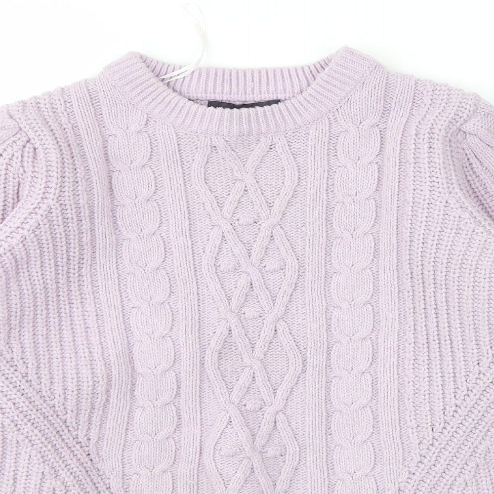 M&S Womens Purple Round Neck  Nylon Pullover Jumper Size 10