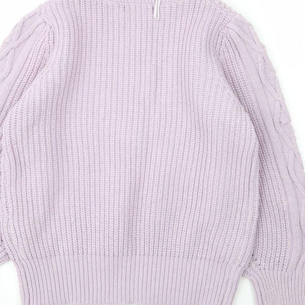 M&S Womens Purple Round Neck  Nylon Pullover Jumper Size 10