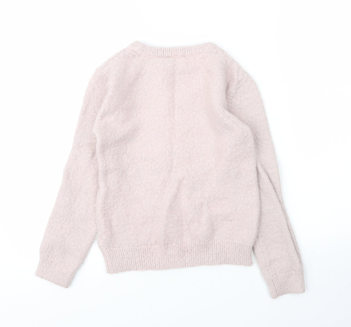Peacocks Girls Pink Round Neck  Acrylic Pullover Jumper Size 9 Years