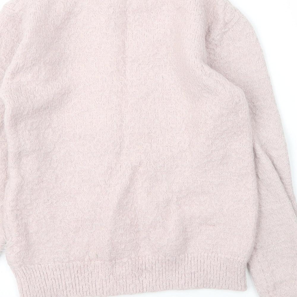 Peacocks Girls Pink Round Neck  Acrylic Pullover Jumper Size 9 Years