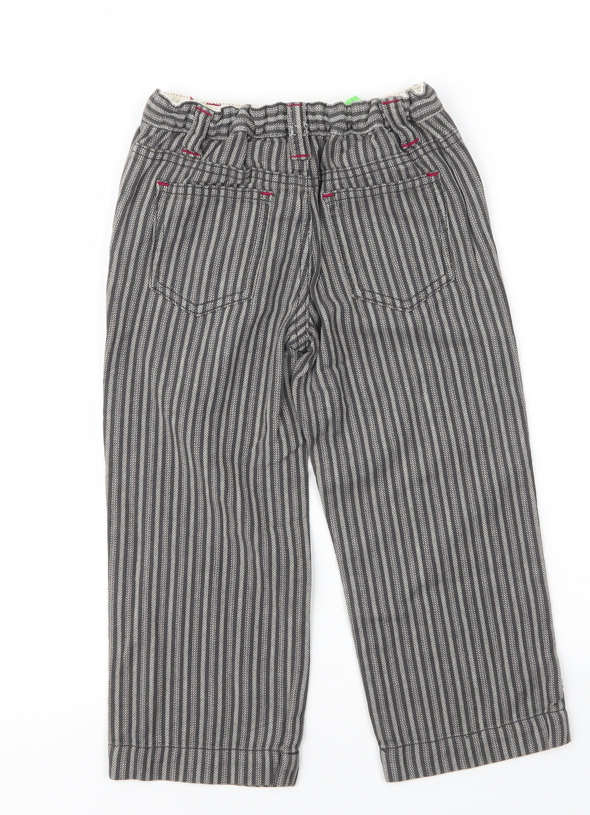 Cath Kidson Girls Grey Striped Cotton Capri Trousers Size 3 Years  Regular Zip