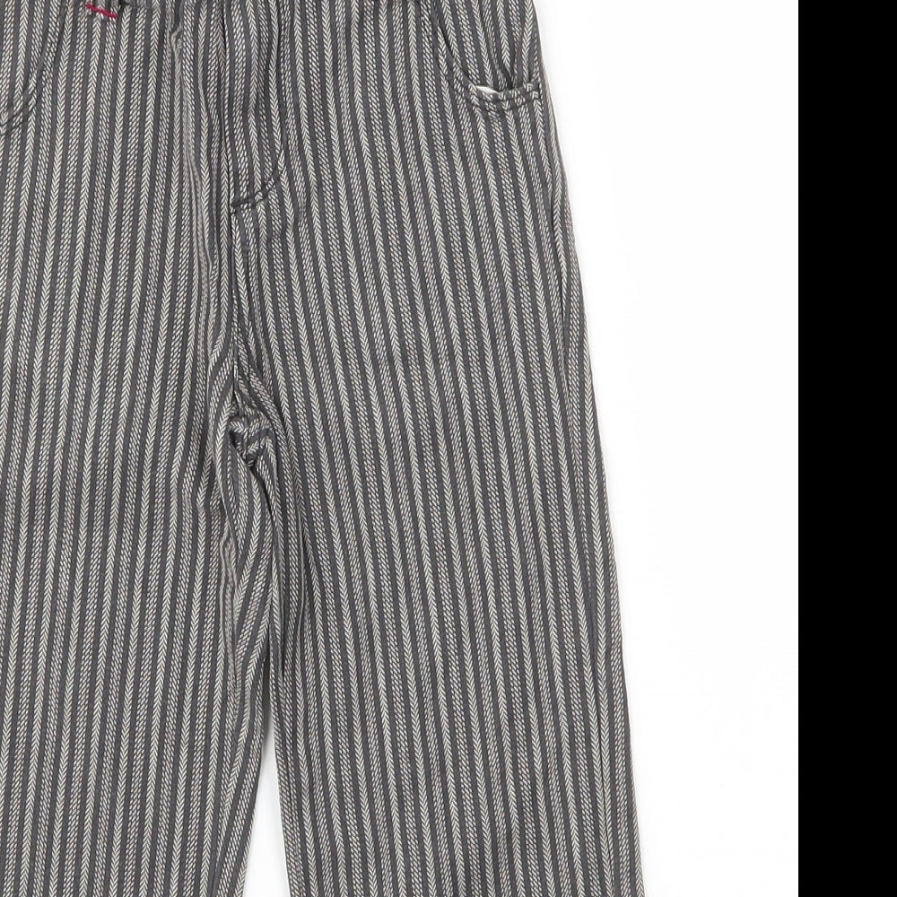 Cath Kidson Girls Grey Striped Cotton Capri Trousers Size 3 Years  Regular Zip