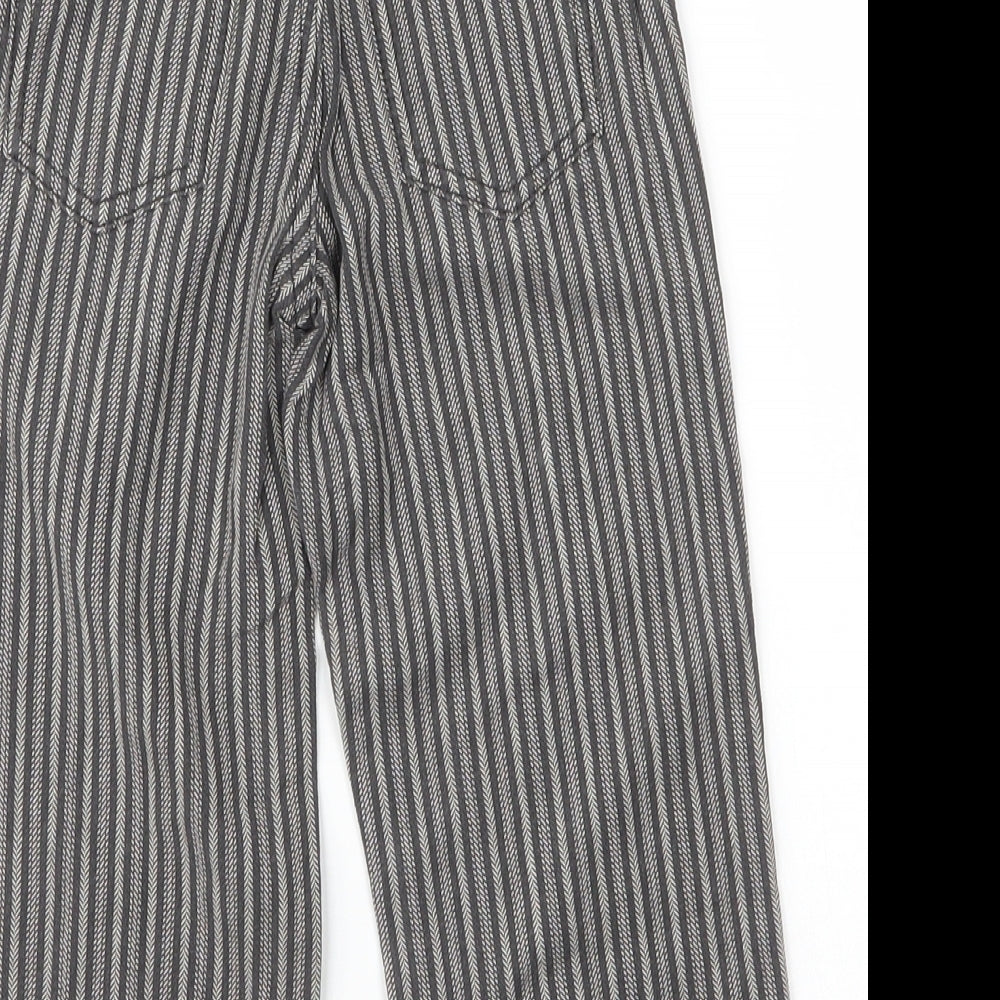 Cath Kidson Girls Grey Striped Cotton Capri Trousers Size 3 Years  Regular Zip
