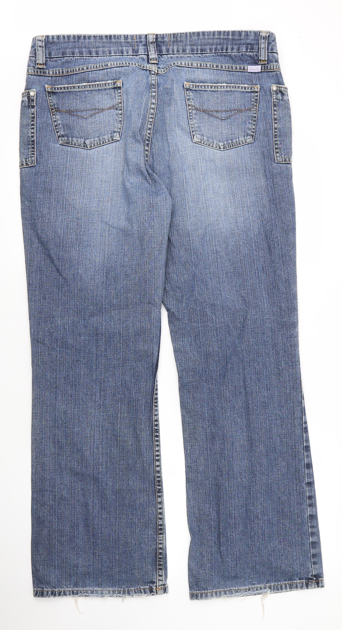 Easy Jeans Womens Blue  Cotton Bootcut Jeans Size 16 L30 in Regular Zip