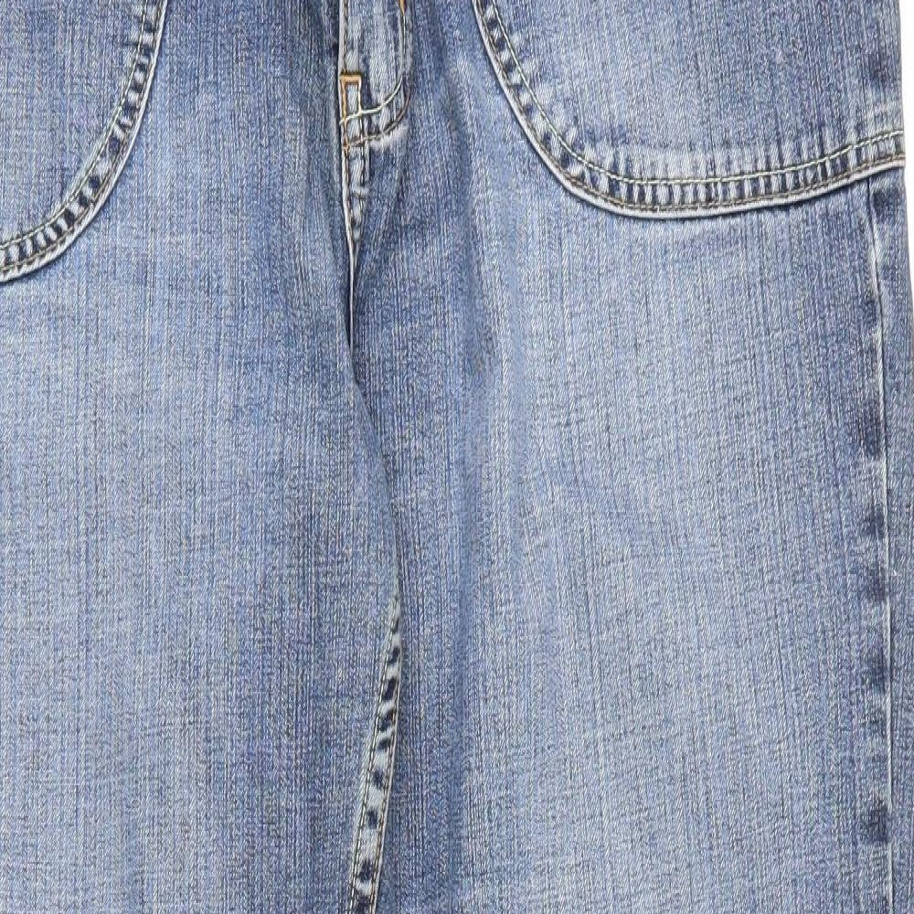 Easy Jeans Womens Blue  Cotton Bootcut Jeans Size 16 L30 in Regular Zip