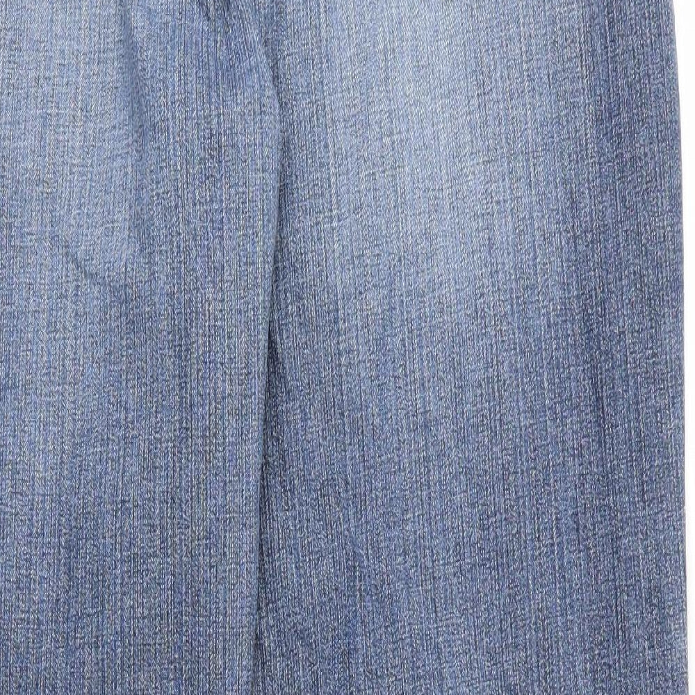 Easy Jeans Womens Blue  Cotton Bootcut Jeans Size 16 L30 in Regular Zip