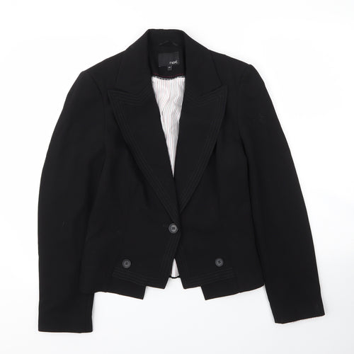 NEXT Womens Black  Vinyl Jacket Blazer Size 12