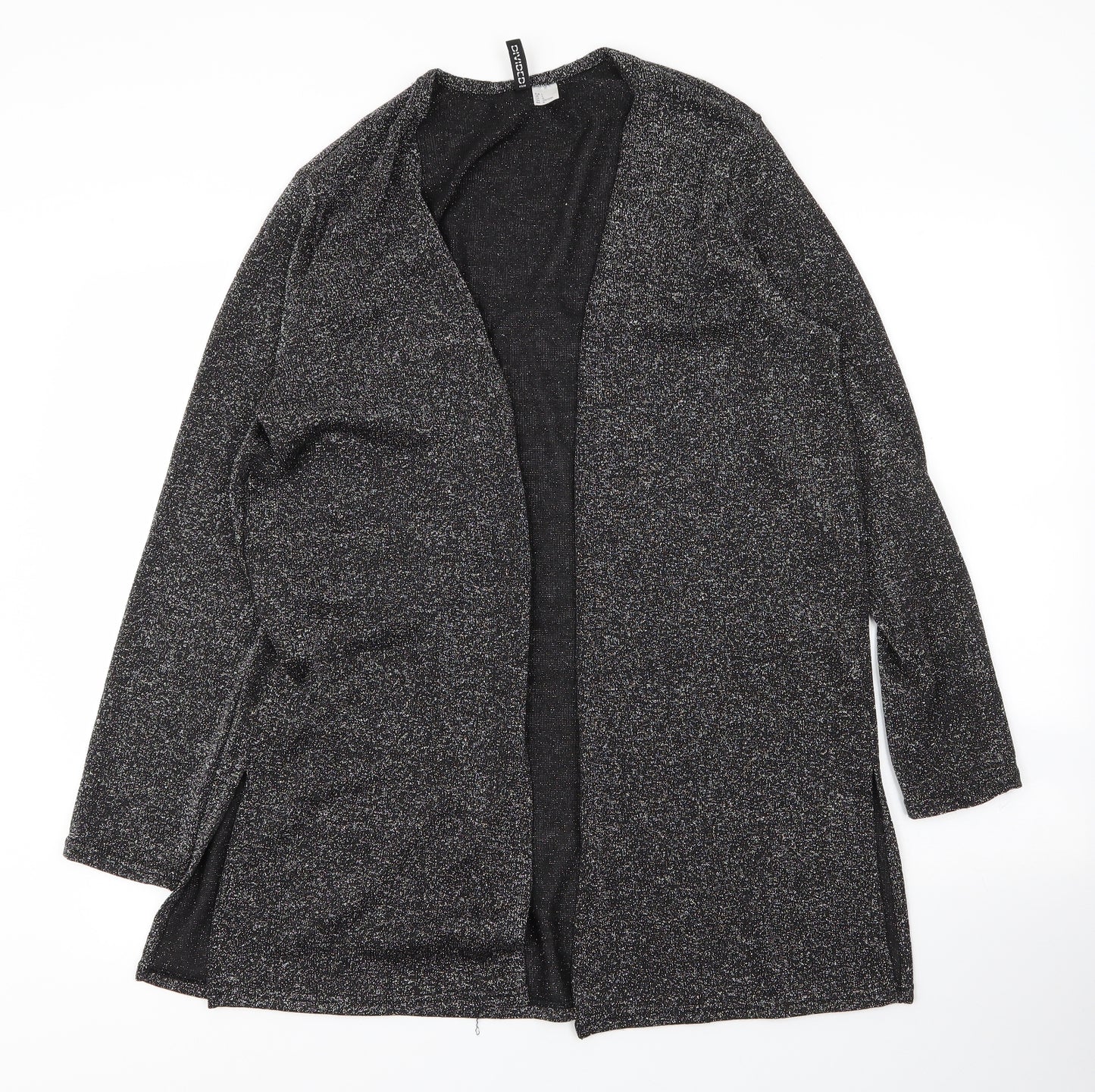 H&M Womens Silver V-Neck  Polyester Cardigan Jumper Size L