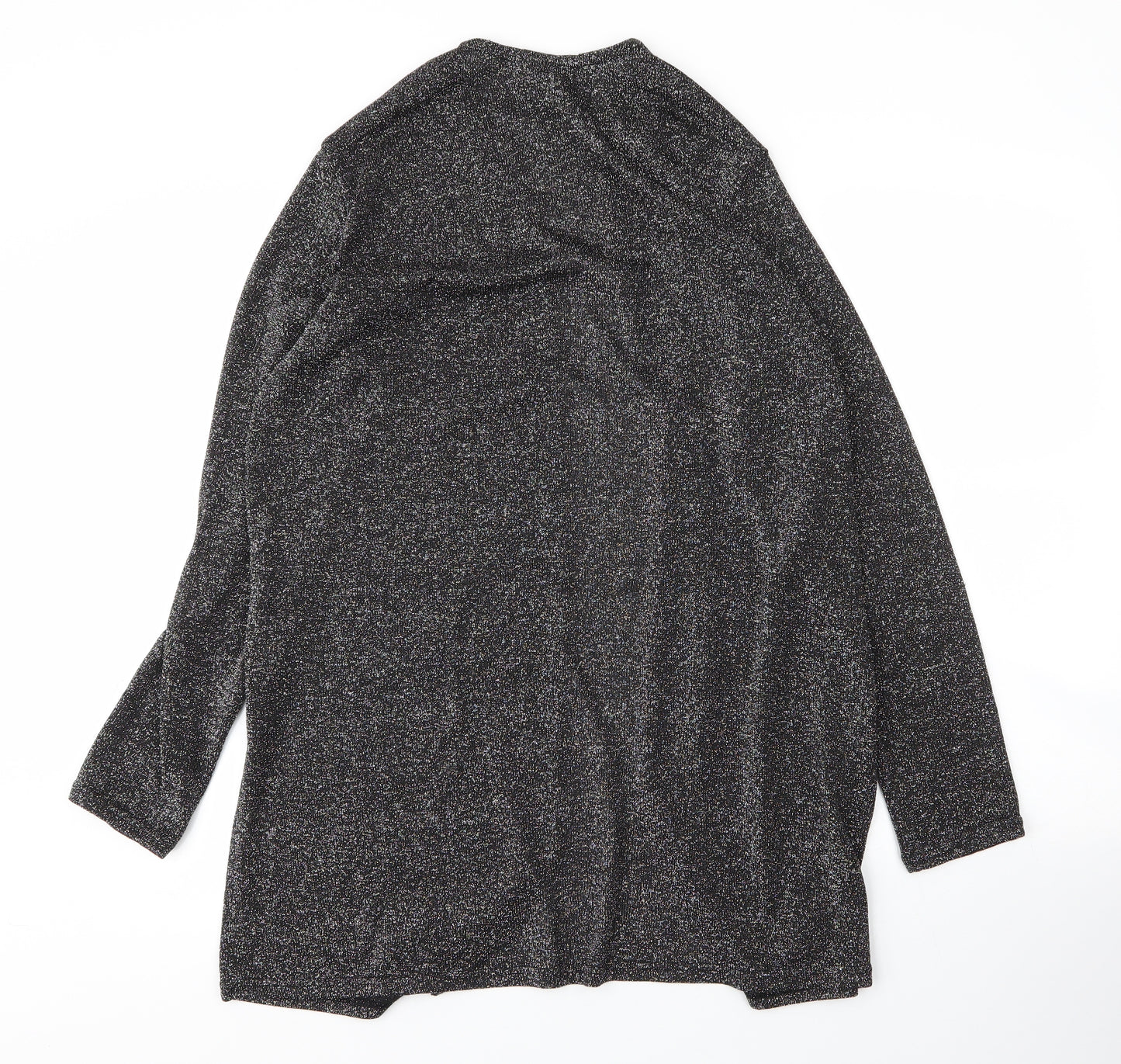 H&M Womens Silver V-Neck  Polyester Cardigan Jumper Size L