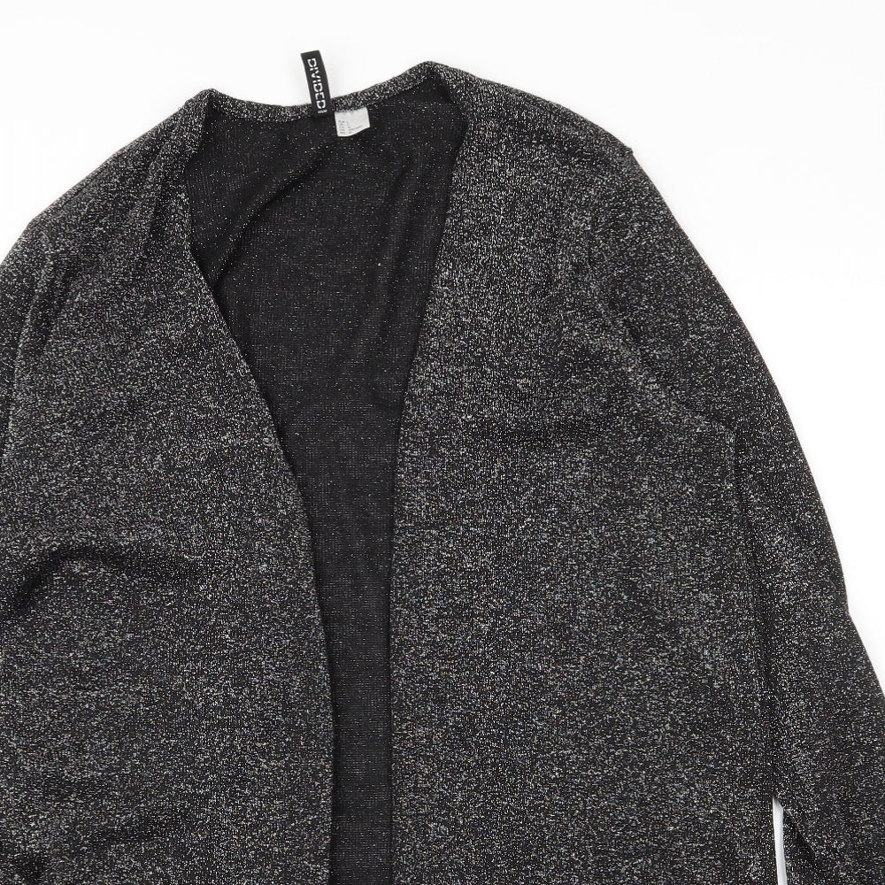 H&M Womens Silver V-Neck  Polyester Cardigan Jumper Size L