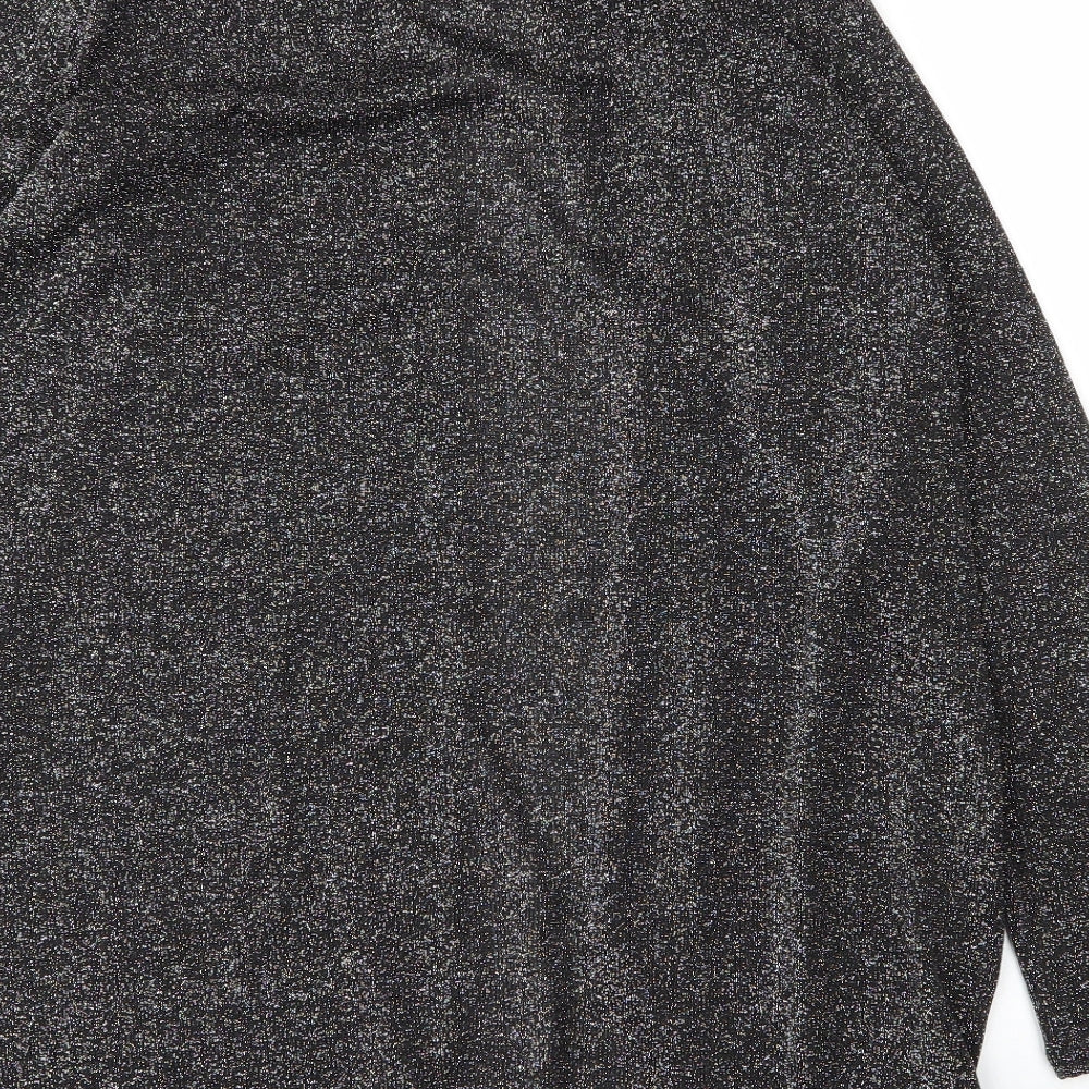 H&M Womens Silver V-Neck  Polyester Cardigan Jumper Size L