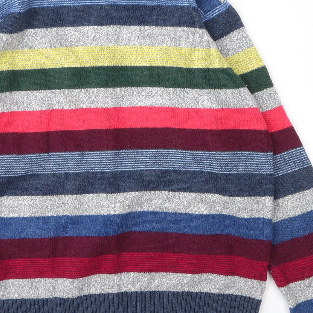 Gap Boys Blue Round Neck Striped Cotton Pullover Jumper Size 6 Years