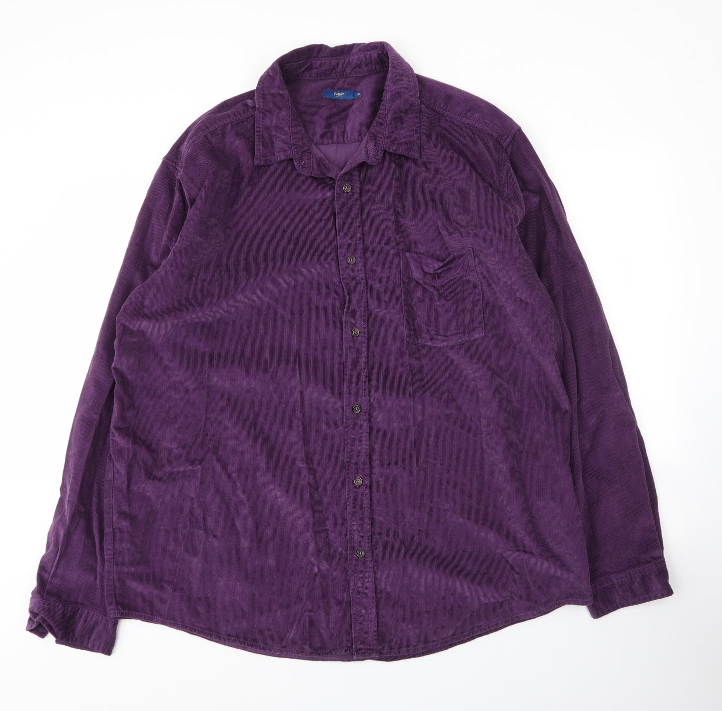 Cotton Traders Mens Purple  Cotton  Button-Up Size 2XL Collared Button